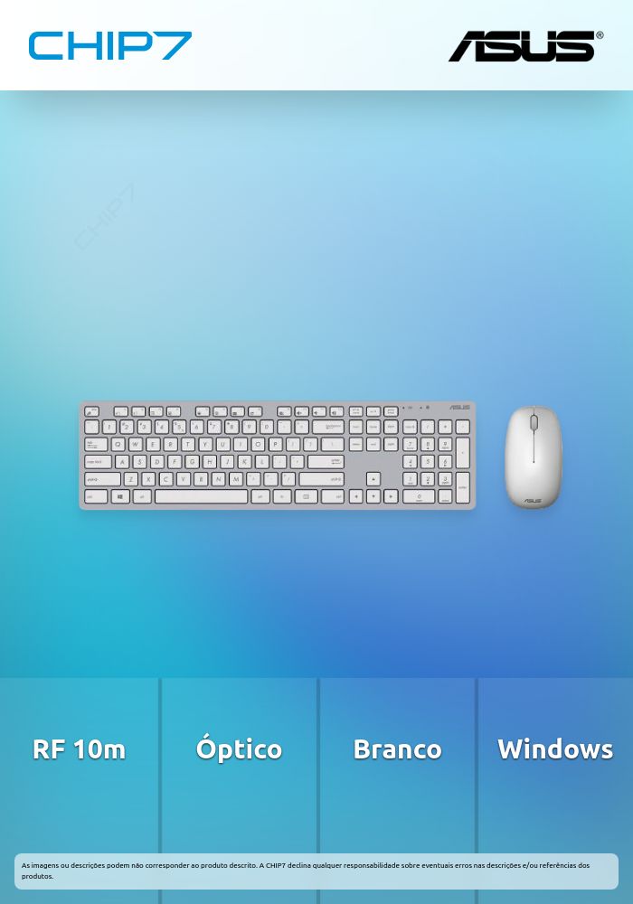 Conjunto Teclado + Rato Wireless ASUS W5000 Layout PT Branco