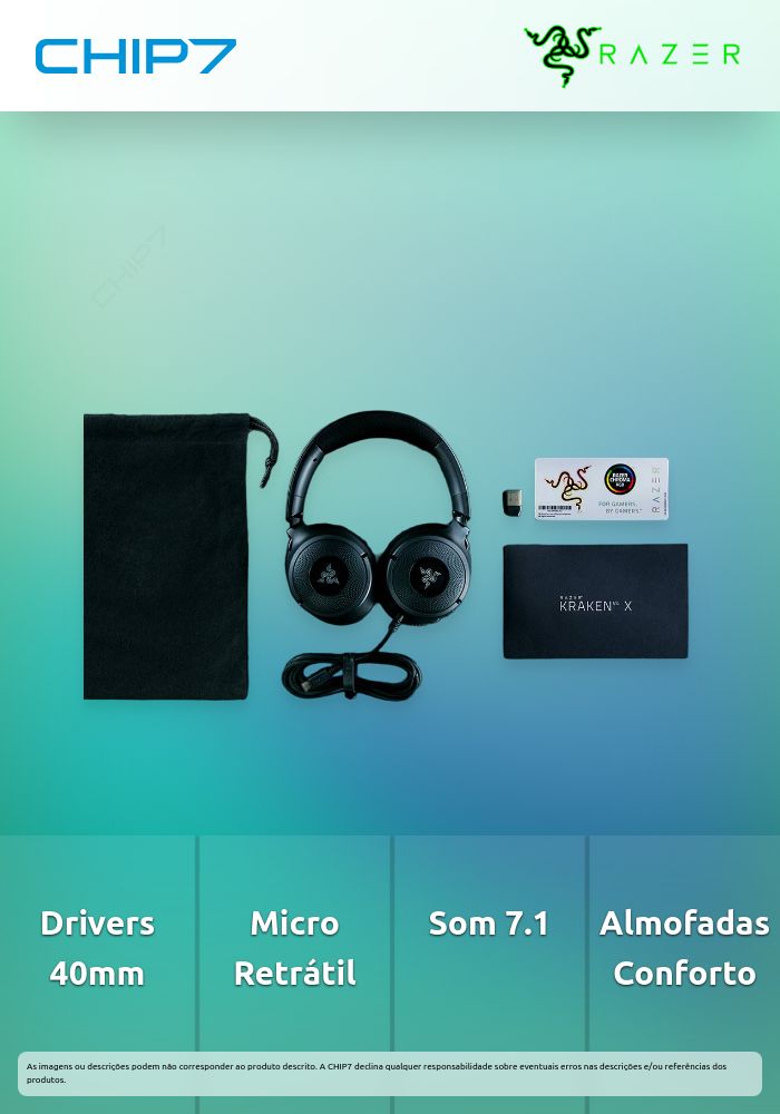 Headset Razer Kraken V4 X 7.1 Surround Wired Preto