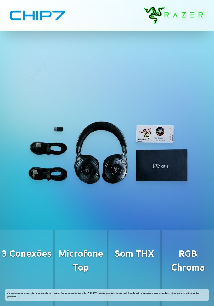 Headset Razer Kraken V4 THX Spatial Audio Wireless Preto