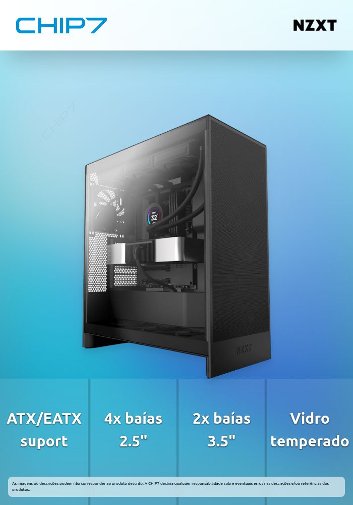 Caixa ATX NZXT H7 Flow (2024) All Bllack Vidro Temperado