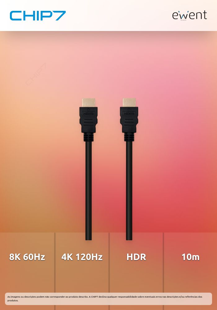EWENT CABO HDMI 2.1 HIGH SPEED C/ ETHERNET 8K@60HZ HDR 10MT