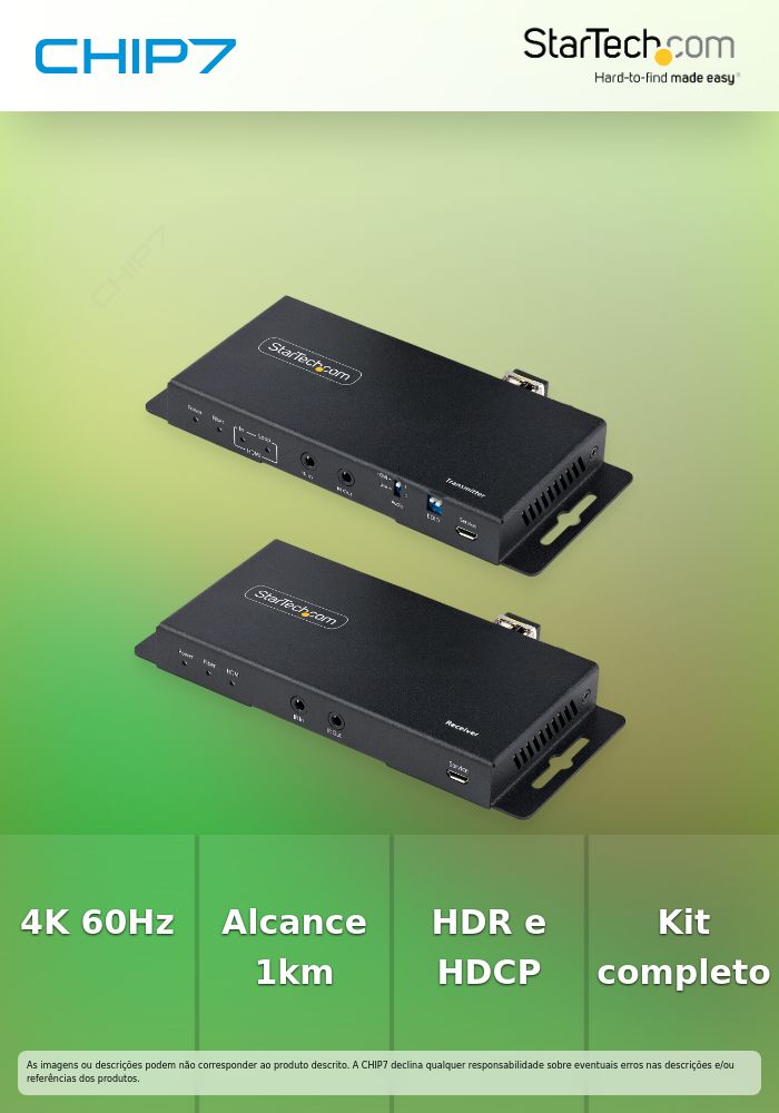 StarTech.com 4K HDMI over Fiber Extender Kit, 4K 60Hz up to 3300ft/1km (Single Mode) or 1000ft/300m (Multimode) LC Fiber Optic, HDR/HDCP, Audio/RS232/IR Extender, HDMI Video Extender - Transmitter and Receiver Kit (ST121HD20FXA2) - Extensor de vídeo/
