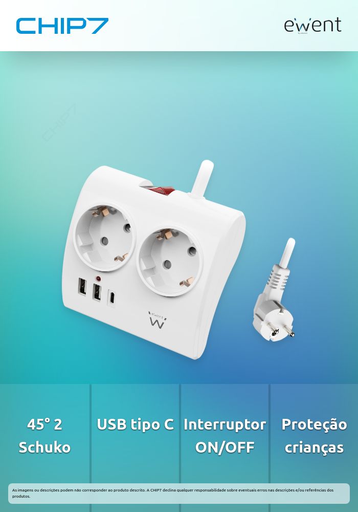 Extensão Elétrica Ewent EW3870 Branca