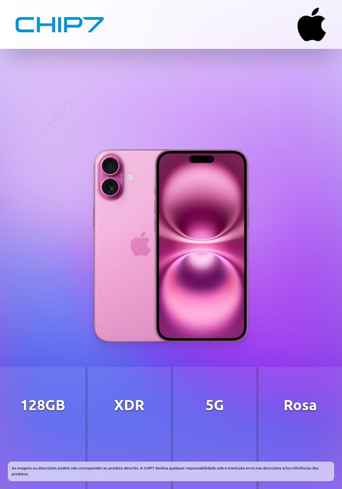 Smartphone iPhone 16 Plus 128GB Rosa