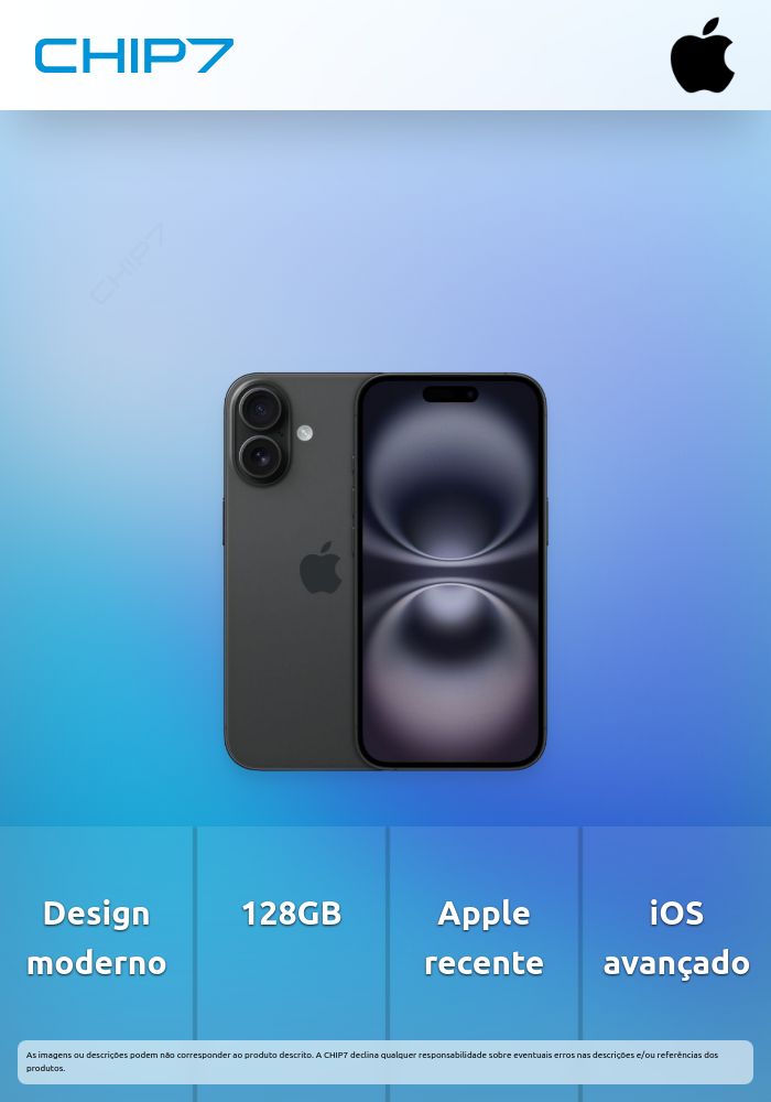 Smartphone Apple iPhone 16 128GB Preto