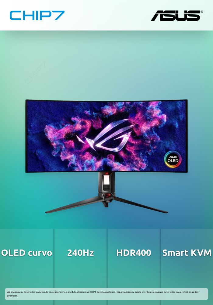 Monitor Curvo ASUS - 34″ / OLED / UWQHD / 240Hz / 0,03 ms / FreeSync / G-Sync - ROG Swift OLED PG34WCDM