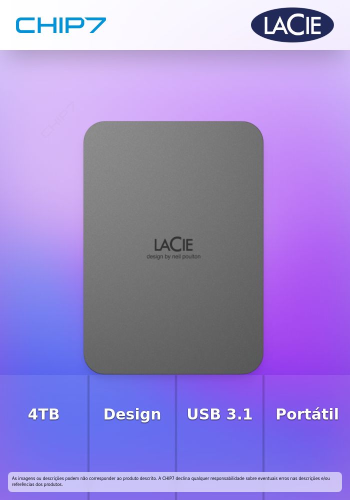 4TB HDD Disco Externo LaCie Mobile Drive Secure Space Grey USB 3.1 Type - STLR4000400