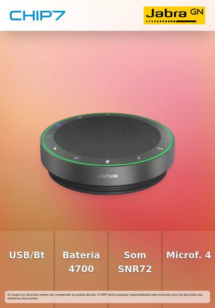 Coluna Jabra 2775-109 de Conferência com 4 Microfones, USB/Bluetooth 4700mAh SNR 72dB