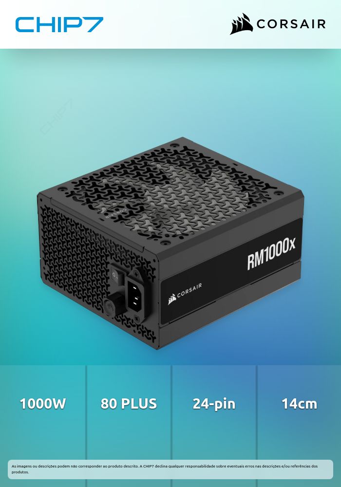 Fonte Modular Corsair RMx Series RM1000x 1000W 80 Plus Gold ATX3.1