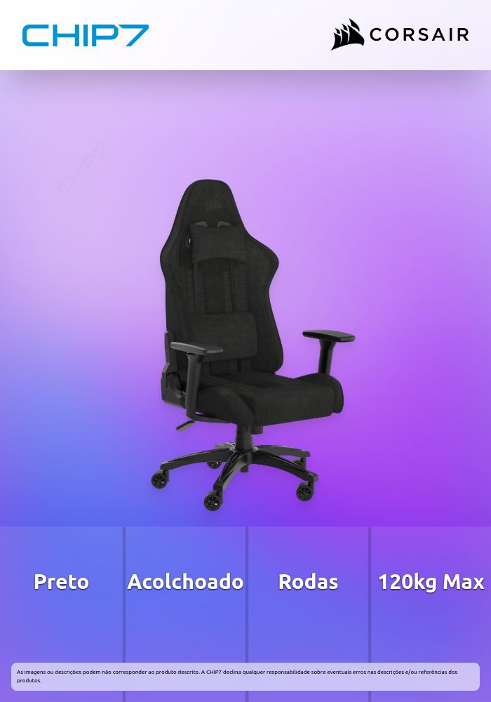 Cadeira Gaming Corsair TC100 RELAXED - Tecido Preto/Preto