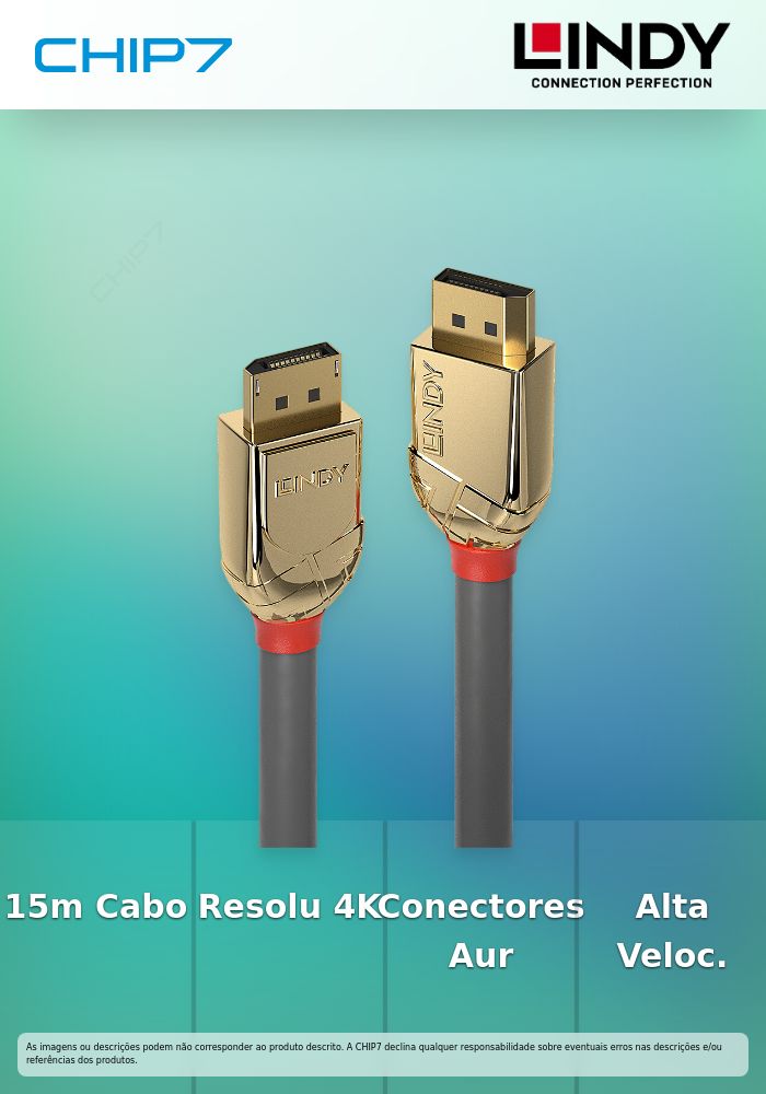 15M DISPLAYPORT 1.2 CABLE,GOLD LINE
