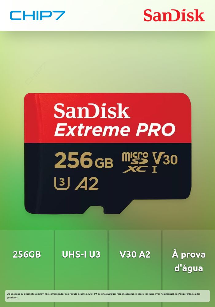 Cartão SanDisk Extreme Pro MicroSDXC C10 U3 V30 256GB