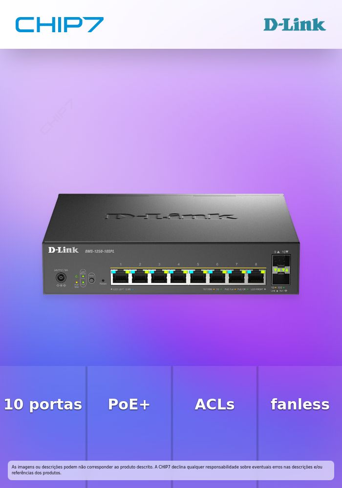 D-LINK SWITCH 8 PORTAS POE MULTI GIGABIT SMART MANAGED +2 X SFP+