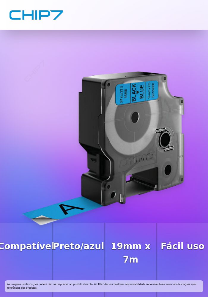 D1 - CINTAS DYMO 19MMX7M NEG/AZUL