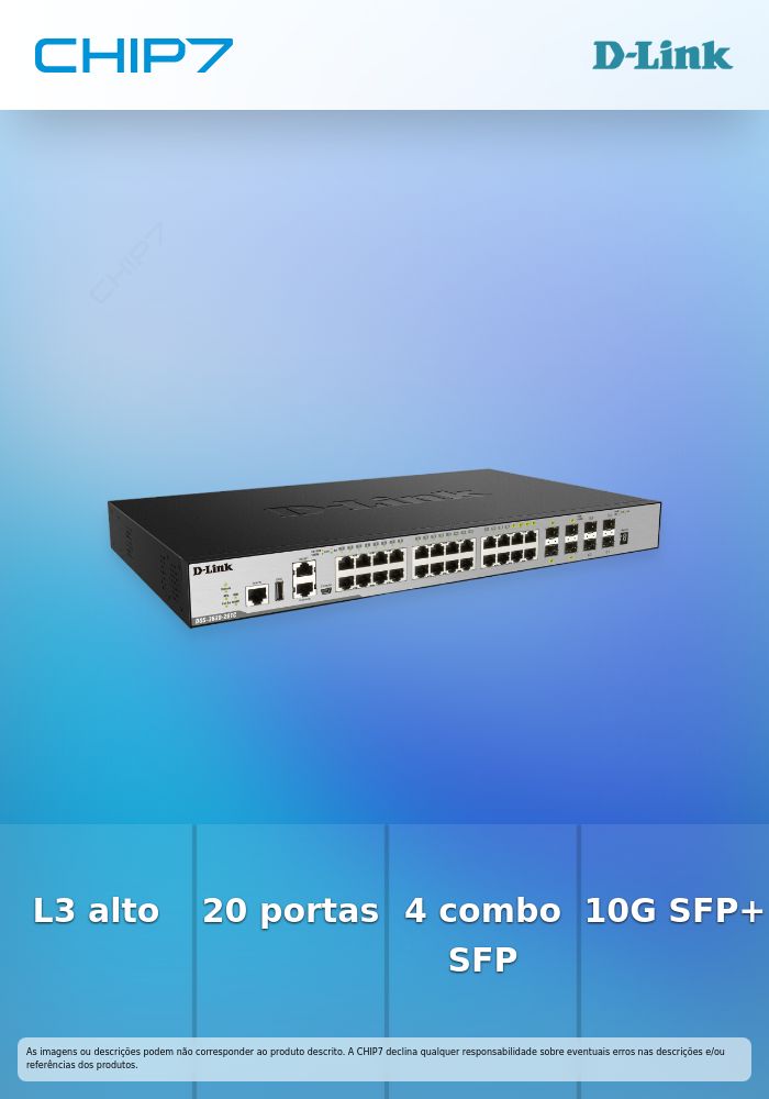 Switch D-Link DGS 3630-28TC L3 Gerenciado 20x 10/100/1000 + 4x combo Gigabit SFP + 4x 10 Gigabit SFP+