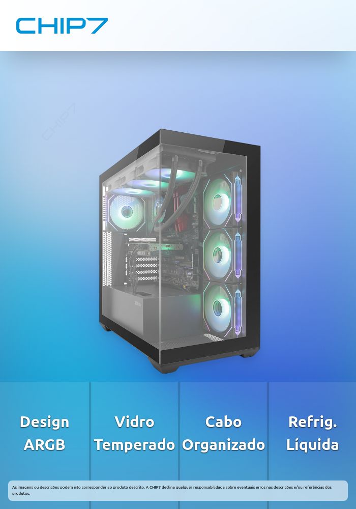 Caixa ATX Zolyd Rivexa Preta Infinity Mirror ARGB