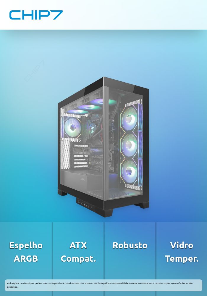 Caixa ATX Zolyd Vexora Preta Infinity Mirror ARGB