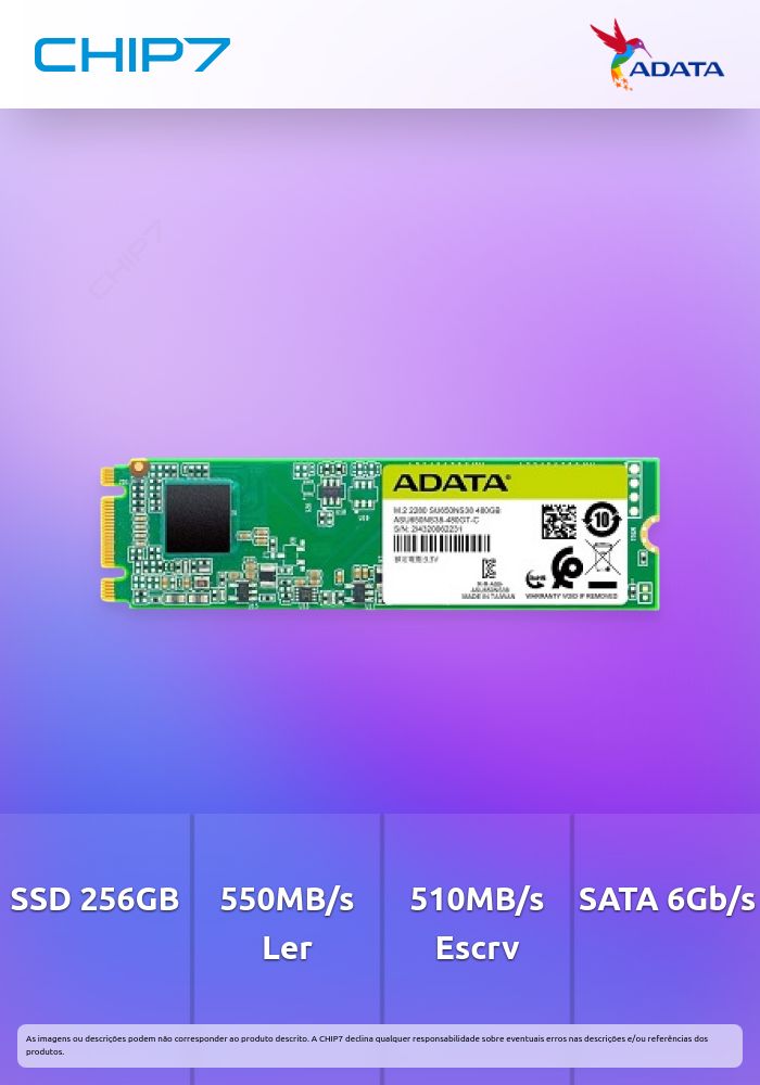 DISCO M.2 SATA SSD ADATA SU650 256GB 550/500MBPS