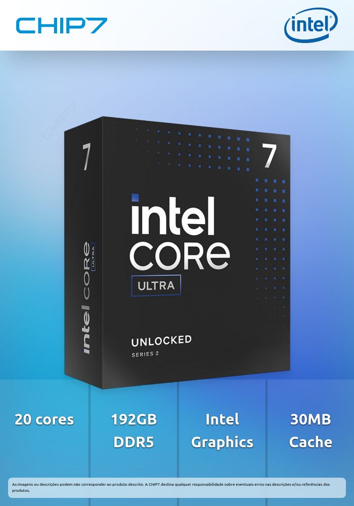 Processador Intel Core Ultra 7 265K 20-Core (3.9GHz-5.5GHz) 33MB