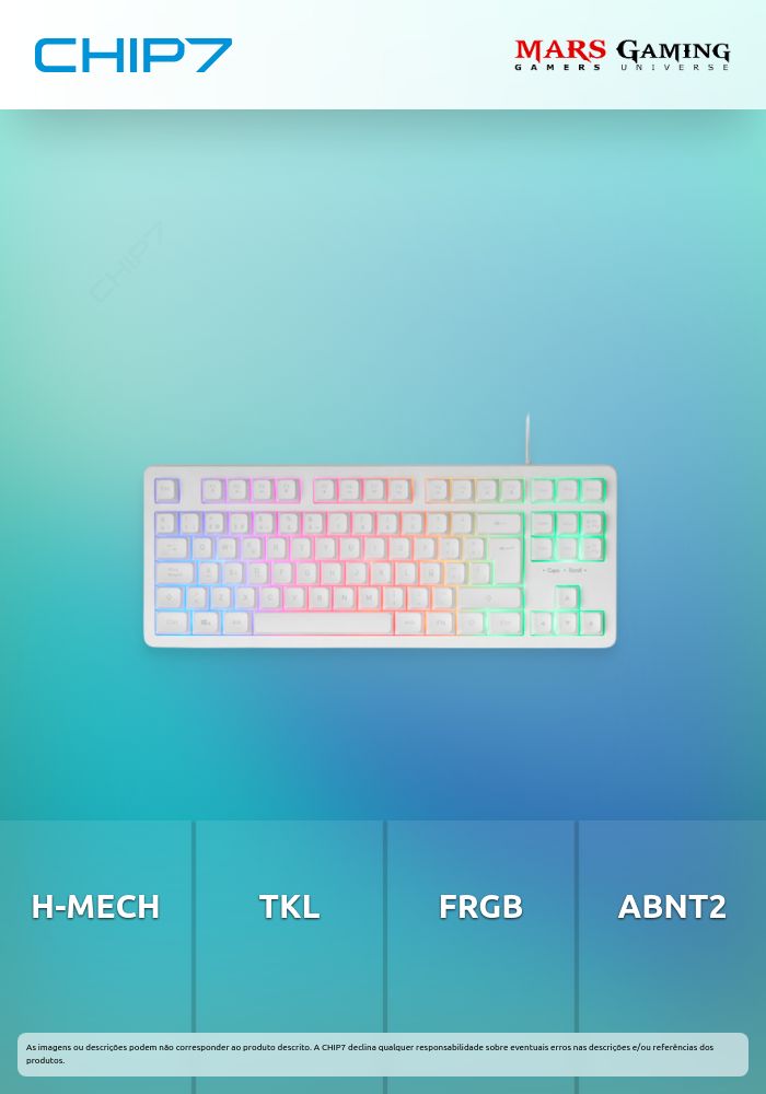 Teclado MARS GAMING MK023, TKL H-MECH RED, FRGB LIGHTING, WHITE, PORTUGUESE