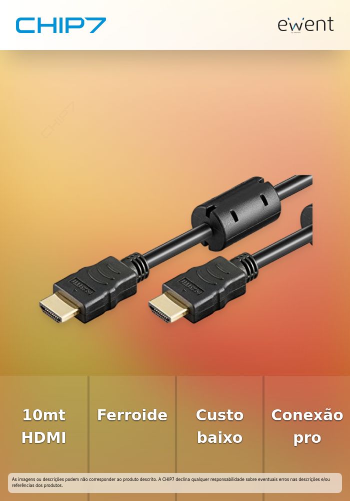 Cabo HDMI Pro com ethernet, M/M AWG 30 10.0 mt, CU com ferrites, gold » preço válido até nova comunicação