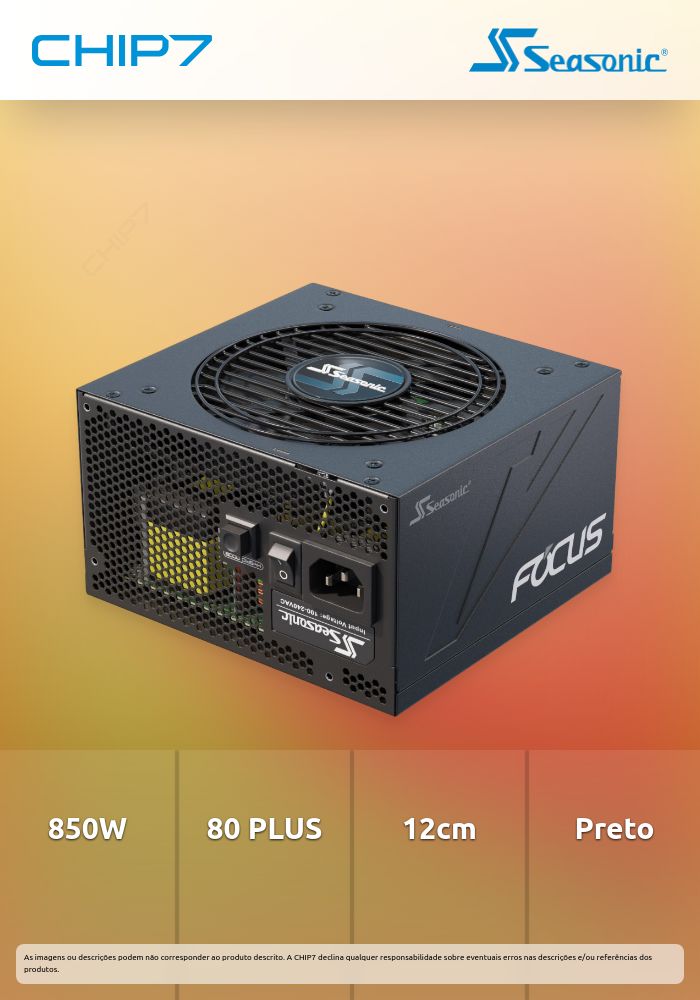 Fonte de Alimentação Modular Seasonic Focus GX-850W V4 80+ Gold ATX 3.0