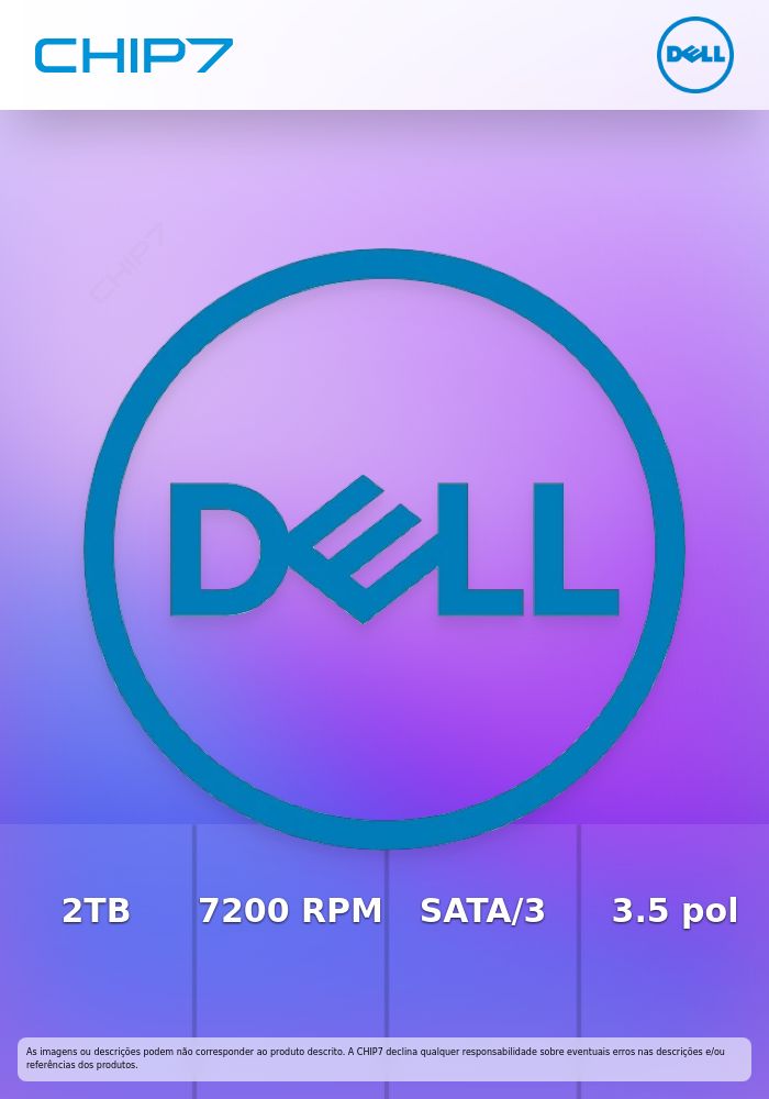 2TB HDD Disco Interno DELL 7200 RPM SATA/3 5IN CABLED