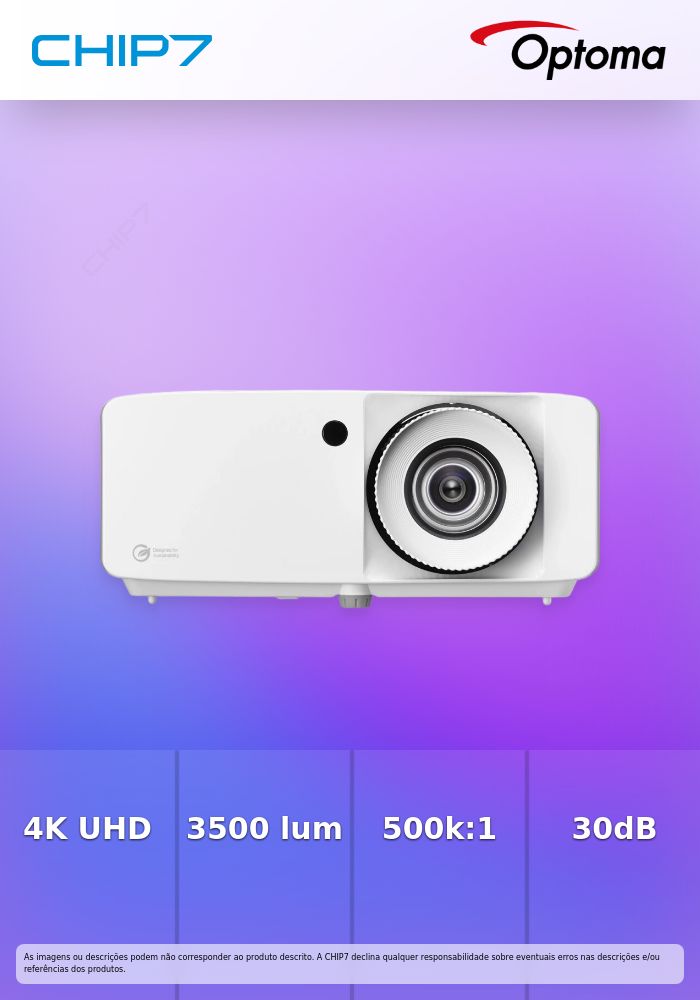 Projetor Optoma UHZ35 Laser 4K UHD / 3500 Lumens / DLP / HDMI / 3D / Modo Jogo / 240Hz / RJ45 - E9PD7LD01EZ2