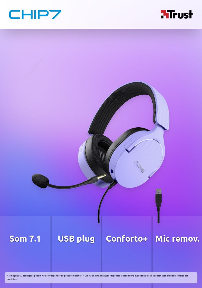Headset TRUST GXT490P FAYZO 7.1 USB, purple