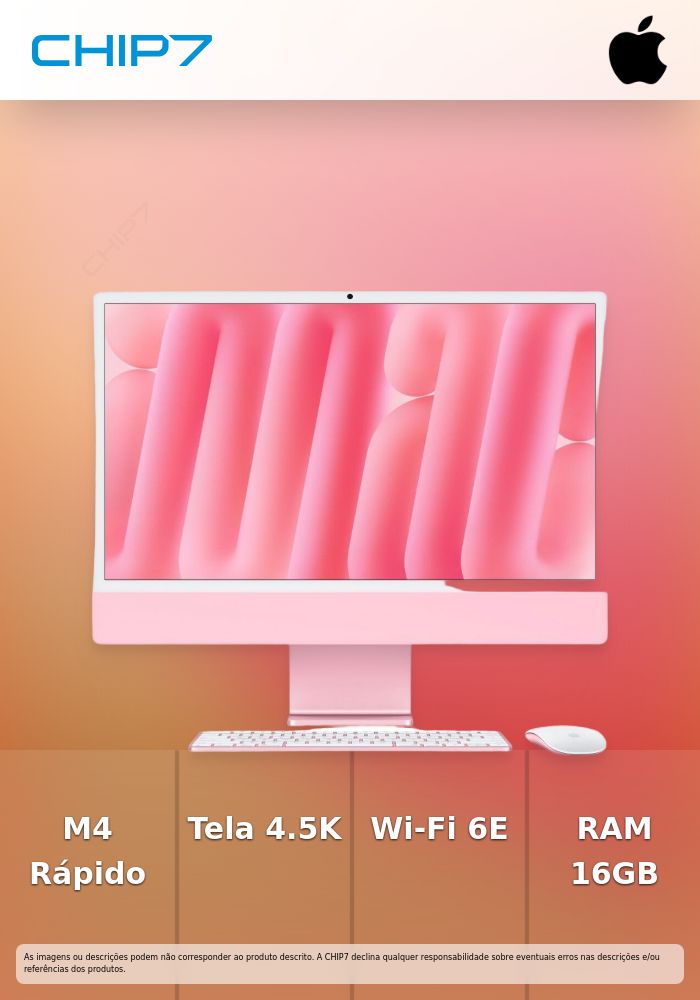 Apple iMac with 4.5K Retina display - All-in-one M4 até - RAM 16 GB - SSD 256 GB - Apple M4 8-core - IEEE 802.11ax (Wi-Fi 6E), Bluetooth 5.3 - macOS Sequoia 15.0 - monitor: LED 24