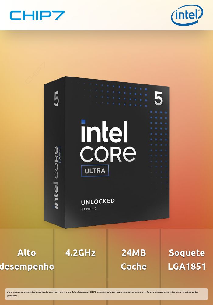 Processador INTEL Core Ultra 5 245K-14 Cores 4.2GHz 24MB LGA1851