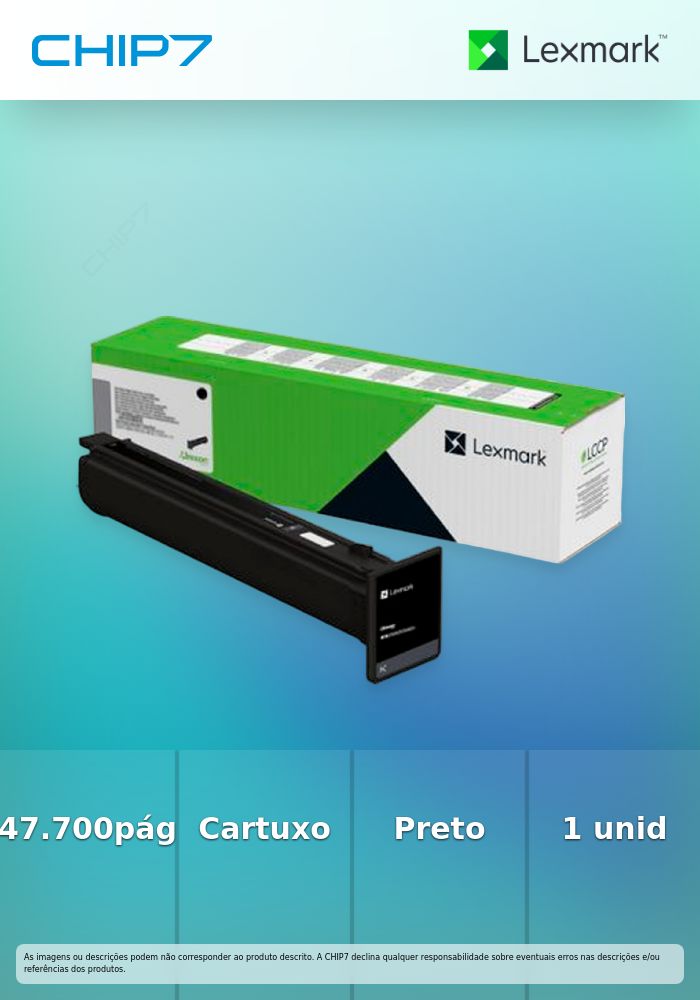 LEXMARK TONER PRETO PROG RET 47.7K