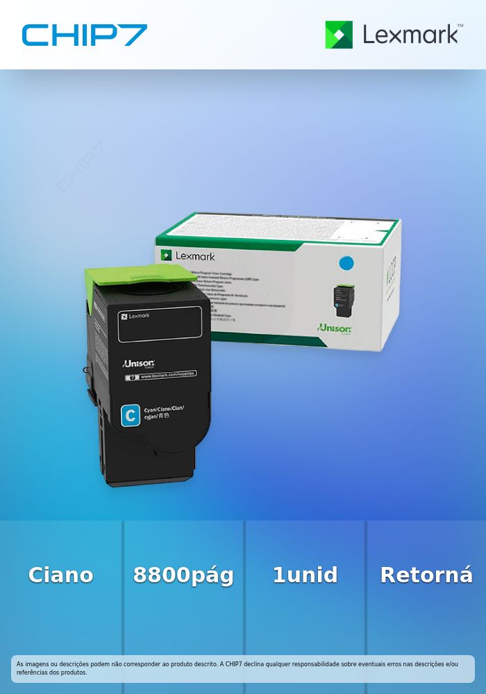 LEXMARK TONER AZUL PROG RET 8.8K