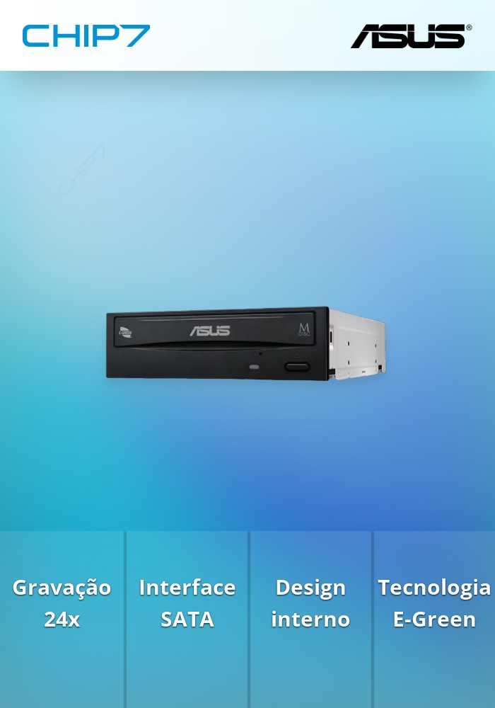 DVDRW ASUS interno 24x SATA s/Soft. Black (Bulk) - DRW-24D5MT