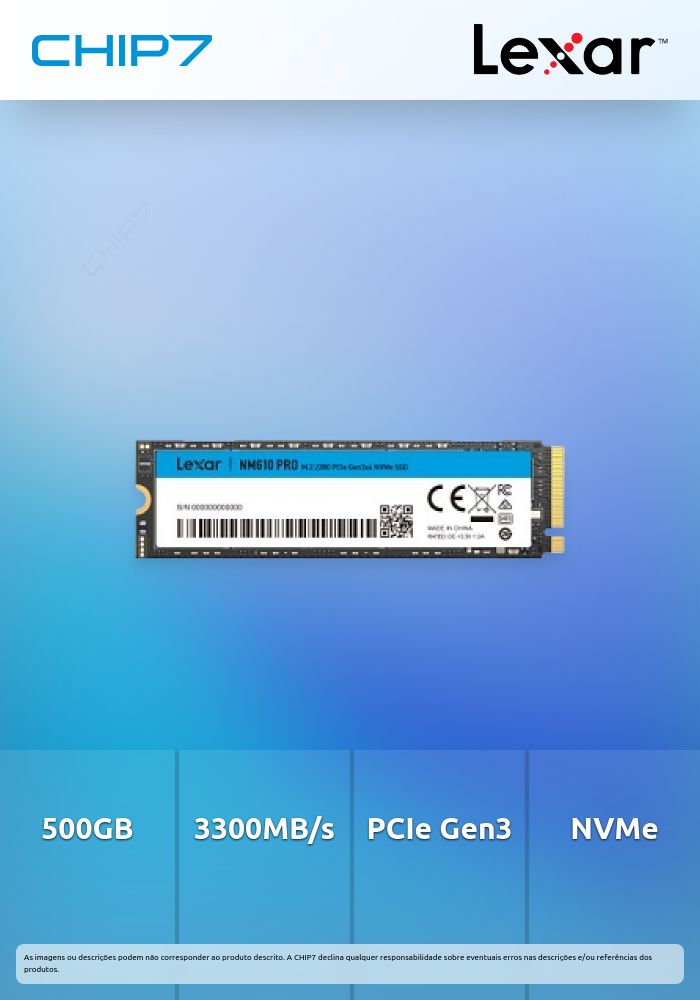 DISCO SSD NVME M2 2280 LEXAR NM610PRO 500GB ATE 3300/1700