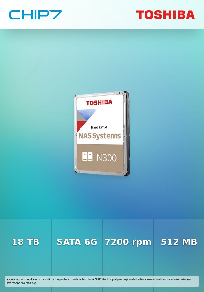 Toshiba N300 NAS - Disco rígido - 18 TB - interna - 3.5