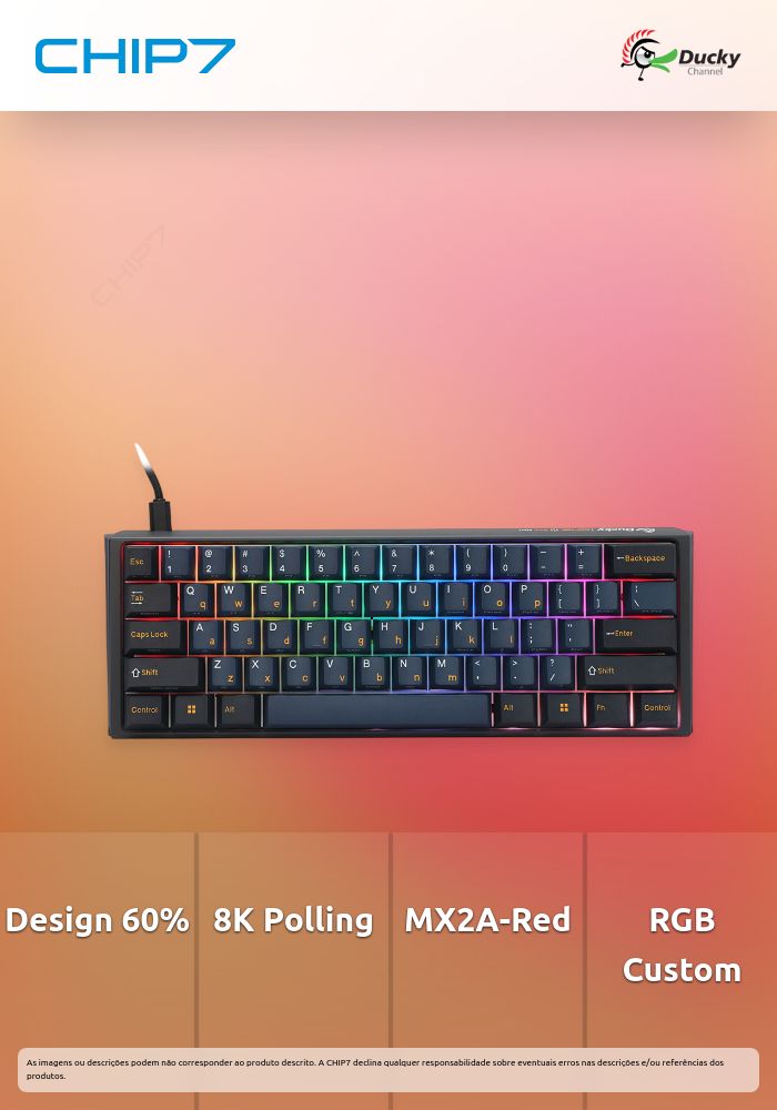 Teclado Mecânico Ducky ONE 3 Pro Nazca Line 60% RGB 8K Polling Rate MX2A-Red (PT)