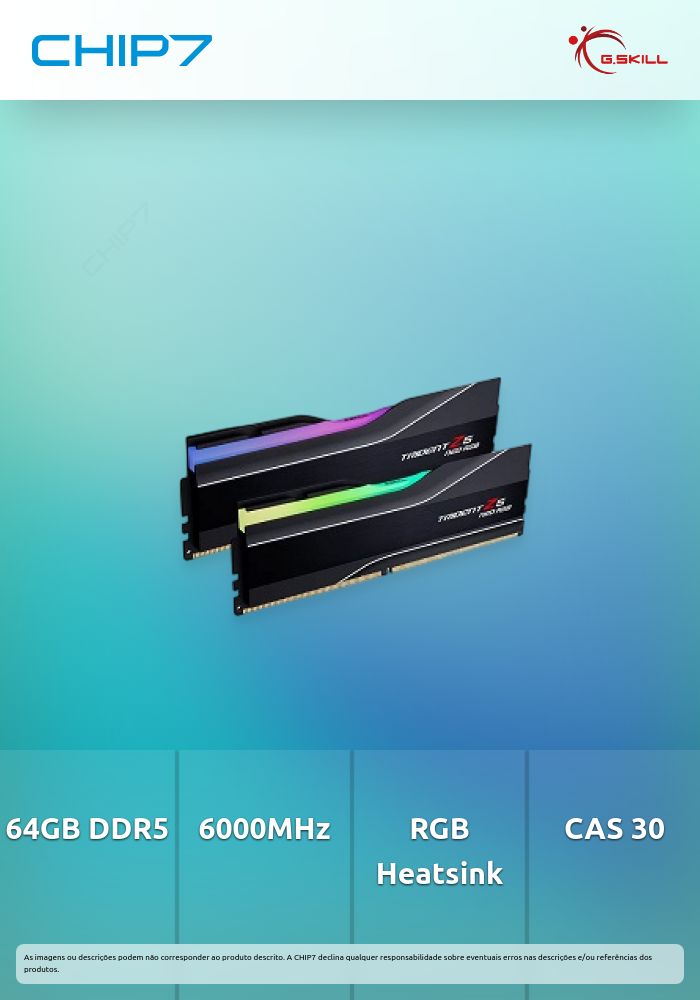 64GB DDR5 M RAM 6000 2X32GB GSKILL CL30 TRIDENT Z5 NEO RGB