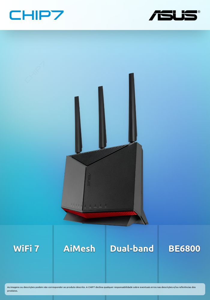 Router ASUS RT-BE86U WiFi 7, BE6800 , 2.4Ghz/5Ghz, AiMesh