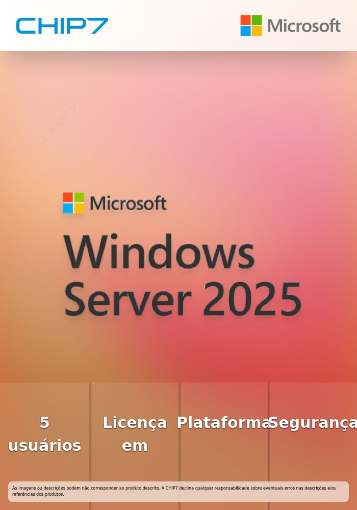 Microsoft Windows Server 2025 Standard - Licença - 5 utilizadores CAL - Inglês