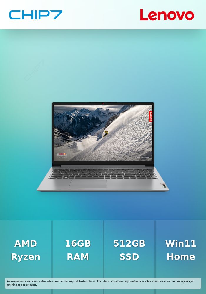 Portátil Lenovo - AMD Ryzen 5 5625U / 16GB RAM / 512GB SSD / 15.6