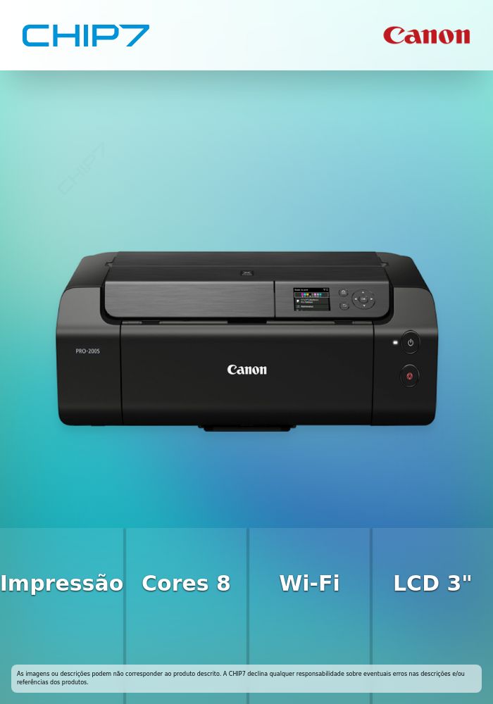 PIXMA PRO-200S - Impressora fotográfica, Impressão de alta velocidade, Sistema de tintura de 8 cores, Conectividade sem fios, Monitor LCD de 3