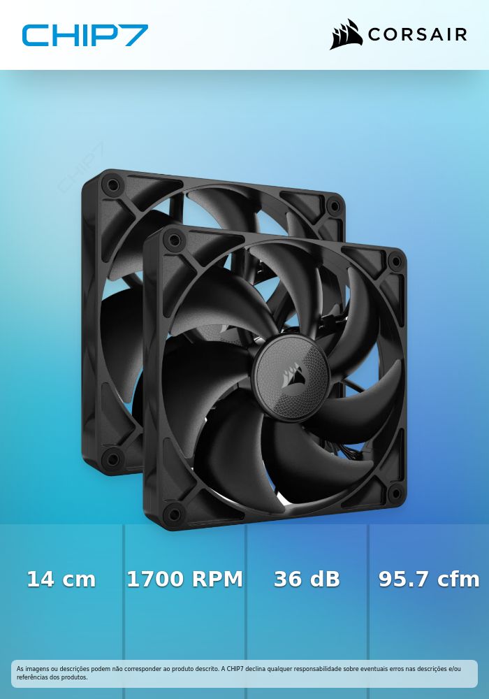 Ventoinha Corsair iCUE Link RX140 PWM Preta 140mm (Pack 2)