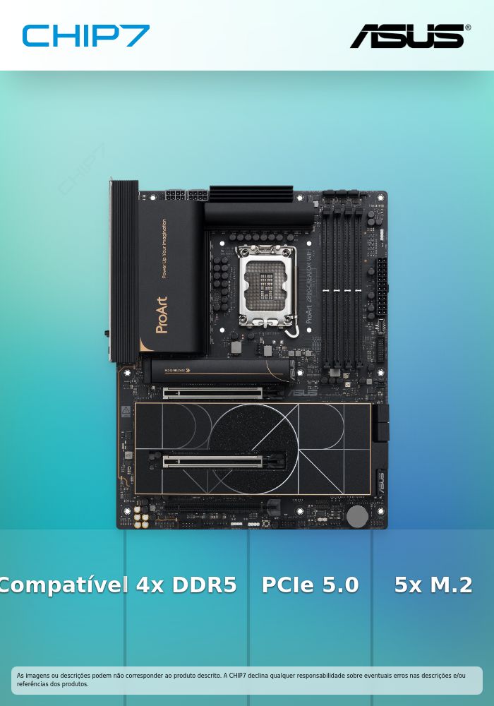 PROART Z890-CREATOR WIFI - Socket Intel LGA1851 (supports Intel Core Ultra processors with AI Boost, Chipset Z890), 4x DDR5 Slots (192GB, 9066+ MT/s OC), ATX, PCIe 5.0, 5x M.2, 3x Thunderbolt (2x Thunderbolt 5), Wi-Fi 7, 10Gb + 2.5Gb Ethernet.