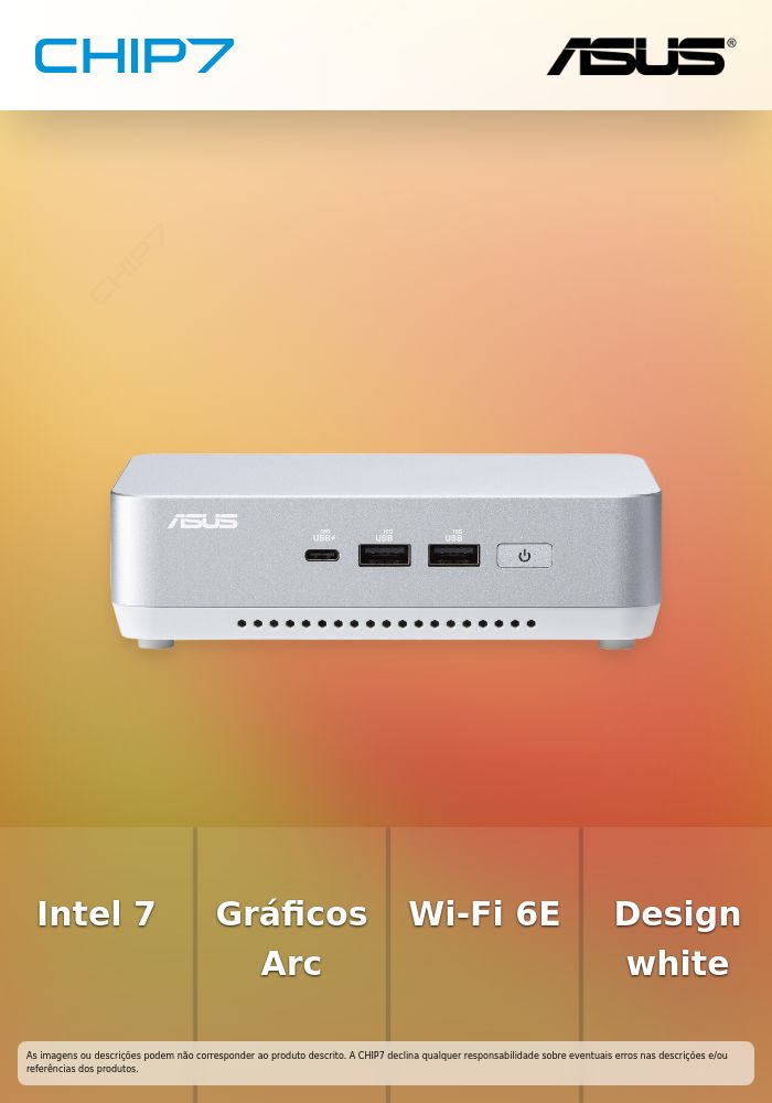 ASUS NUC 14 Pro+ Kit RNUC14RVSU700002I - Barebone - mini PC 1 x Core Ultra 7 155H / até 4.8 GHz - RAM 0 GB - Intel Arc Graphics - Gigabit Ethernet, 2.5 Gigabit Ethernet, IEEE 802.11ax (Wi-Fi 6E), Bluetooth 5.3 - branco