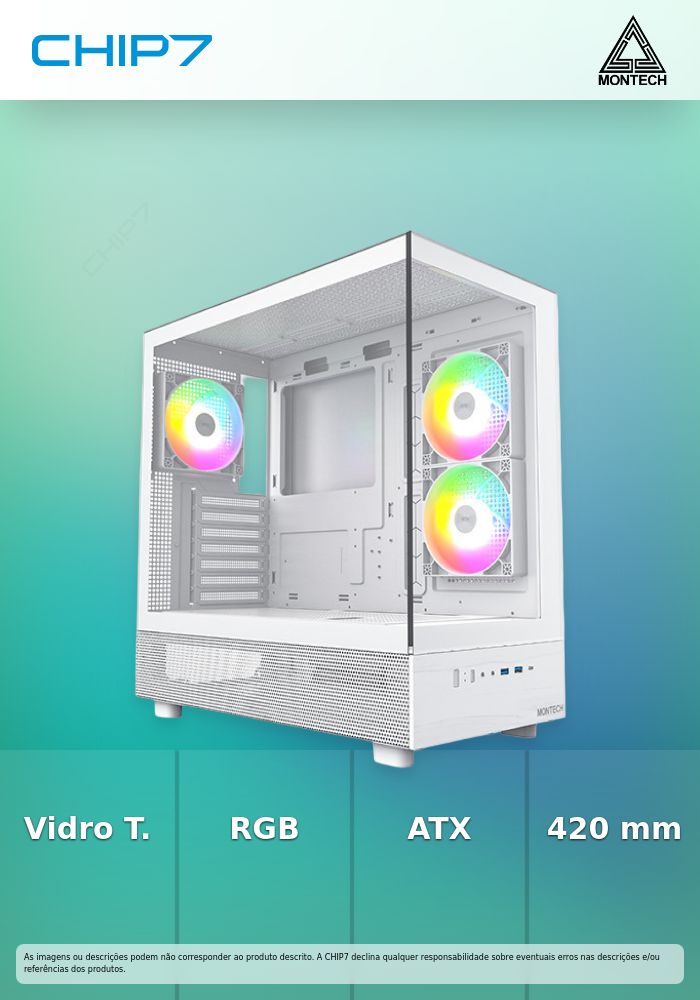 Caixa ATX Montech XR RGB Vidro Temperado Branco