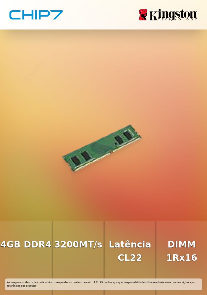 4GB 3200MT/s DDR4 Non-ECC CL22 DIMM 1Rx16