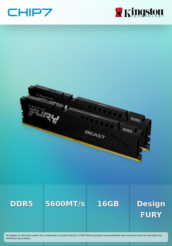 16GB 5600MT/s DDR5 CL40 DIMM (Kit of 2) FURY Beast Black XMP