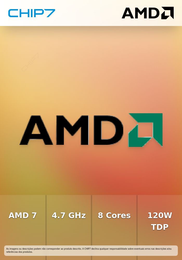 Processador CPU AMD AM5 RYZEN 7 9800X3D / 4.7Ghz - Max. 5.2GHz / 104MB Cache / 8 Núcleos /16 Threads BOX