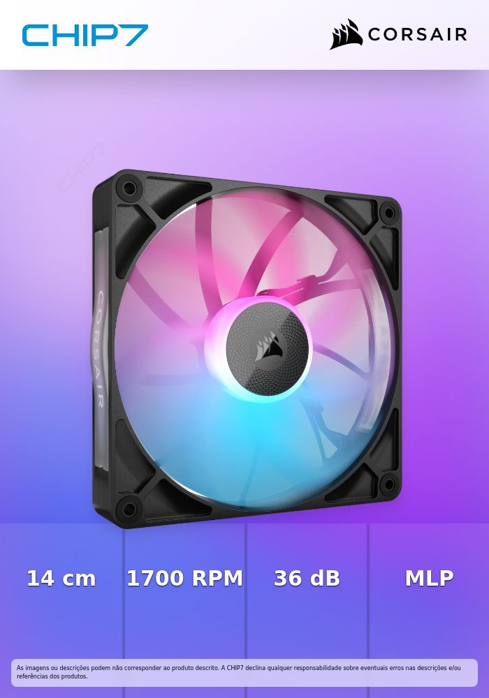 Ventoinha Corsair iCUE Link RX140 RGB PWM Preta 140mm